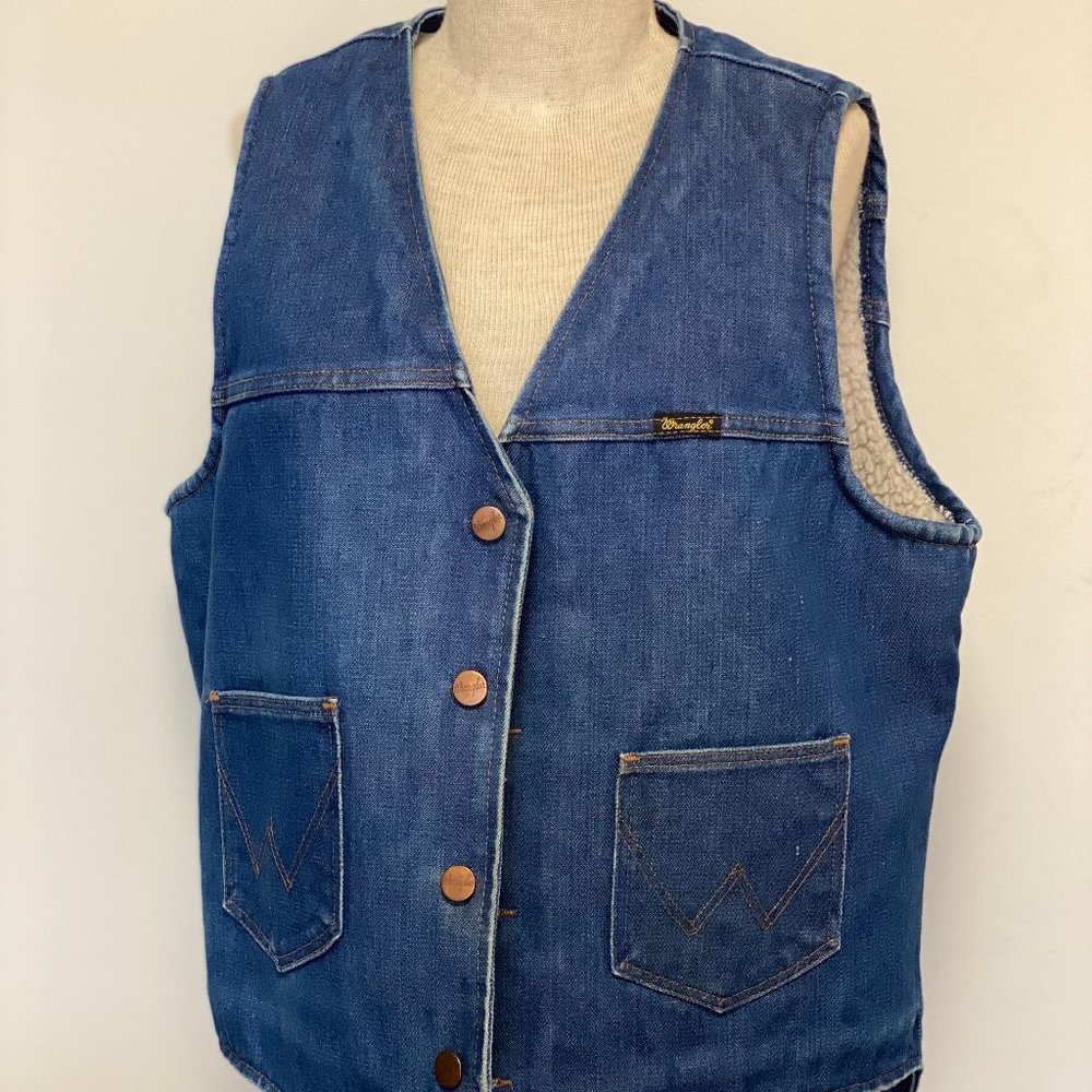 Vintage Wrangler Lined Denim Vest Large